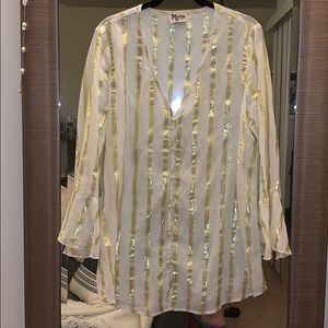 Gold stripe cover up or blouse